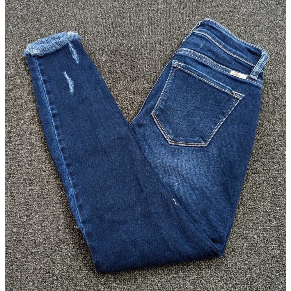 KanCan Estilo Skinny Jeans Distressed Stretch Raw Hem Button Fly Size 24